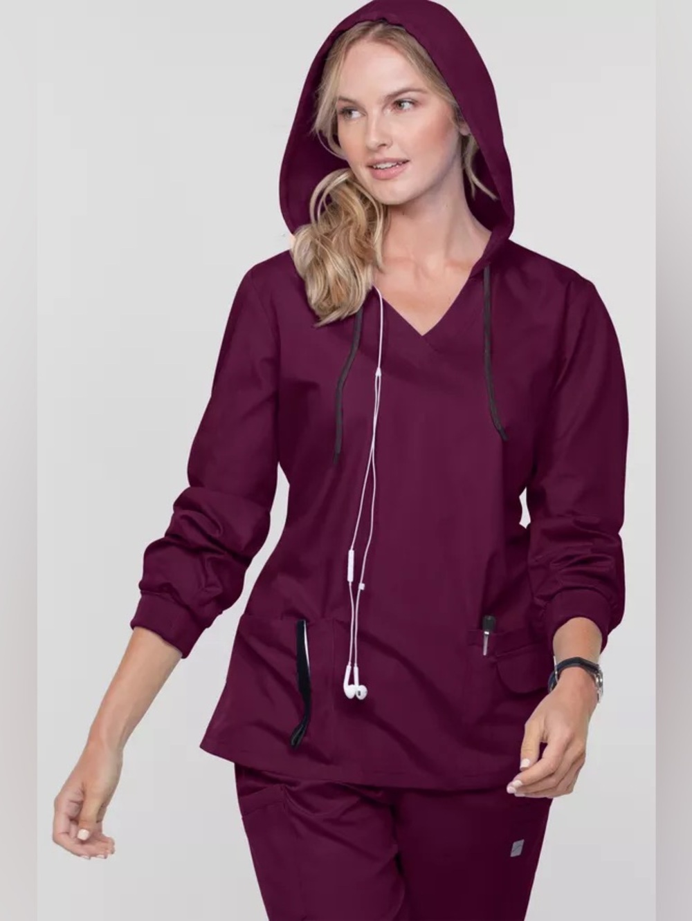 Buttersoft original women’s scrubs set size Large wine color. Hoodie top.